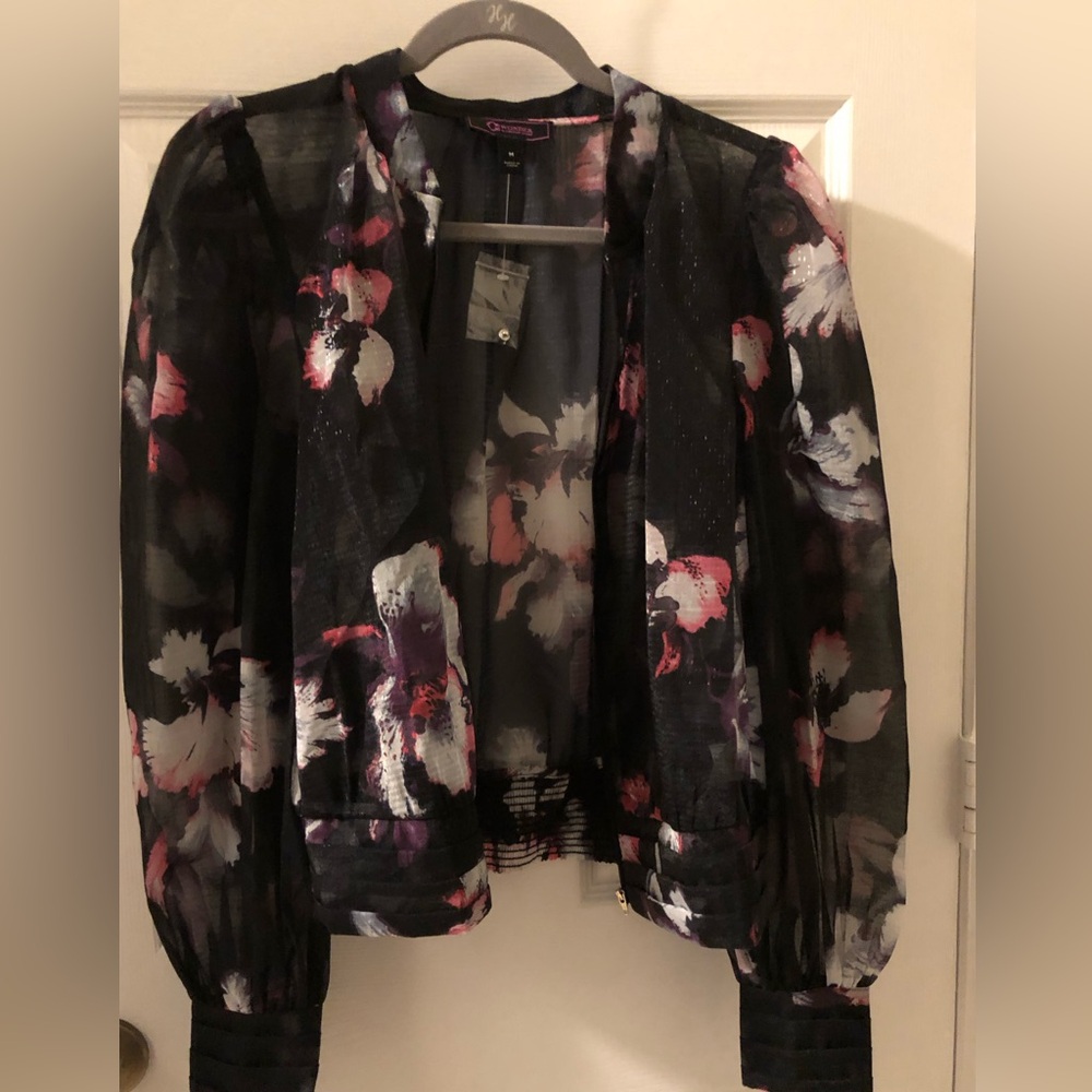 Christian Siriano Black and Pink Blazer with Floral Design